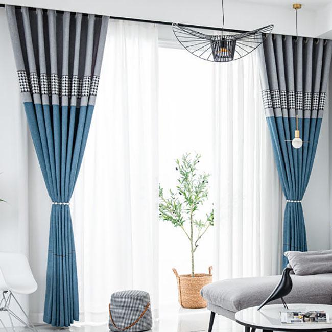 Шторы «гусиные лапки» для спальни, затемняющие гостиную, двойные открытые домашние эркеры, сплошной цвет, карниз для штор