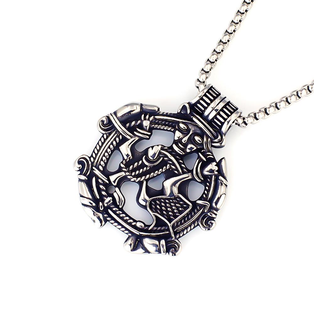 Новый Европейский и Американский Ретро Подвеска Двусторонний Viking Персонаж Полый Мужской Ожерелье