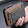 Трендовый Роскошный Мужской Кошелек Дизайнерский Мужской Короткий На Молнии Кожаный 3 Сложения Зажим для Денег Держатель для Карт Высокое Качество Ретро Монетница