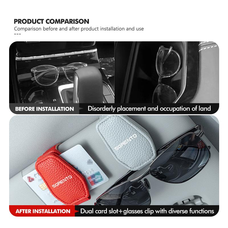 For KIA Magnetic Leather Car Sunglasses Clip Ticket Clip Auto Accessories Sorento R 2011 2013 2014 2016 2017 2018 Stinger BO2