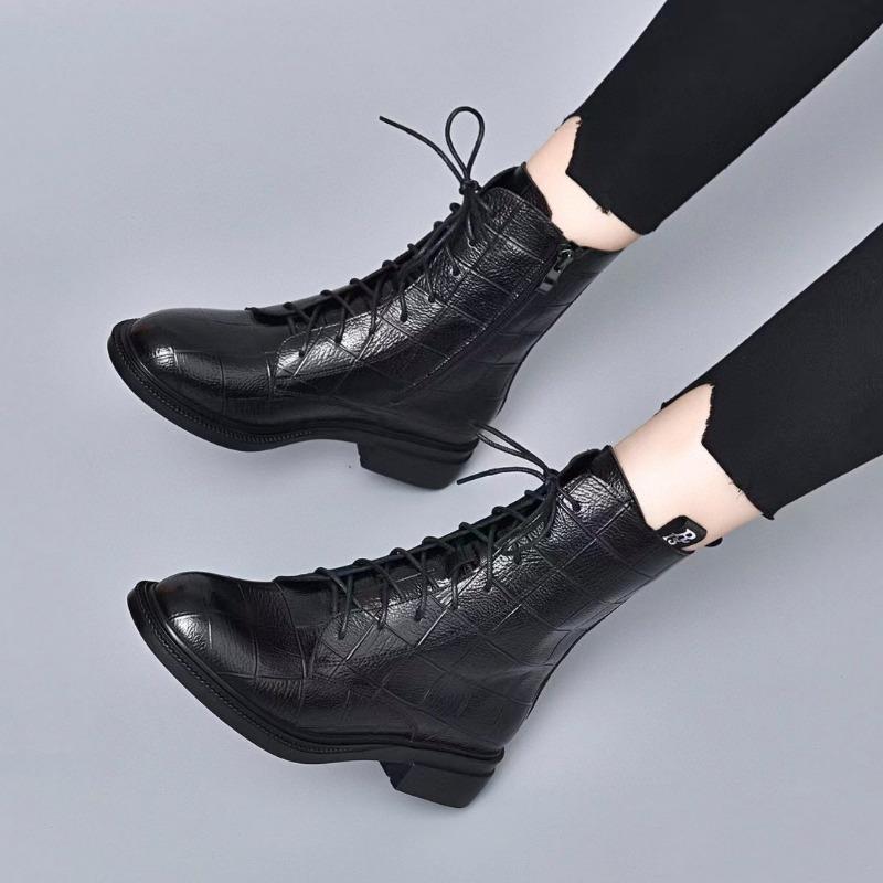 Кожаные ботинки Ботинки на плоской подошве Ботинки Martin Ботинки для байкеров