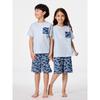 Kids Unisex Cotton Lounge Set Short Sleeve Shorts Shark