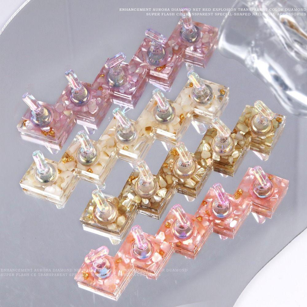 Многоразовая акриловая подставка для накладных ногтей Квадратное/Круглое основание Набор для демонстрации типсов для ногтей DIY Роспись