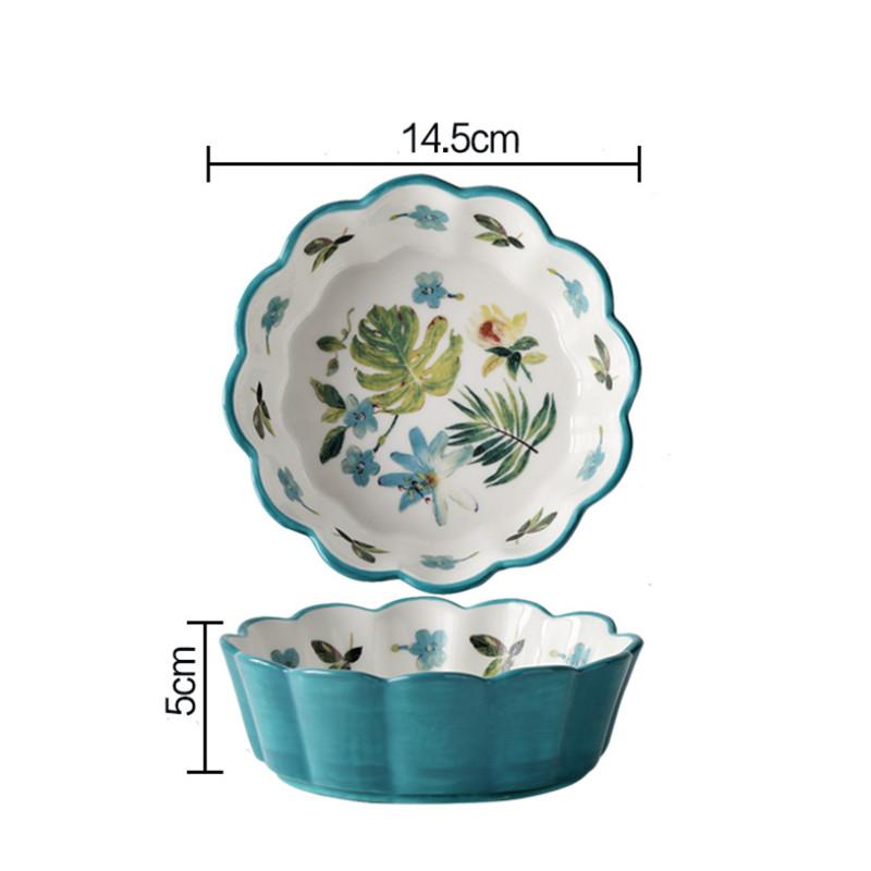 Скандинавская простая керамическая миска для торта с ручной росписью, красочная фарфоровая миска для супа с фруктами, кружевная миска для риса с закусками, посуда