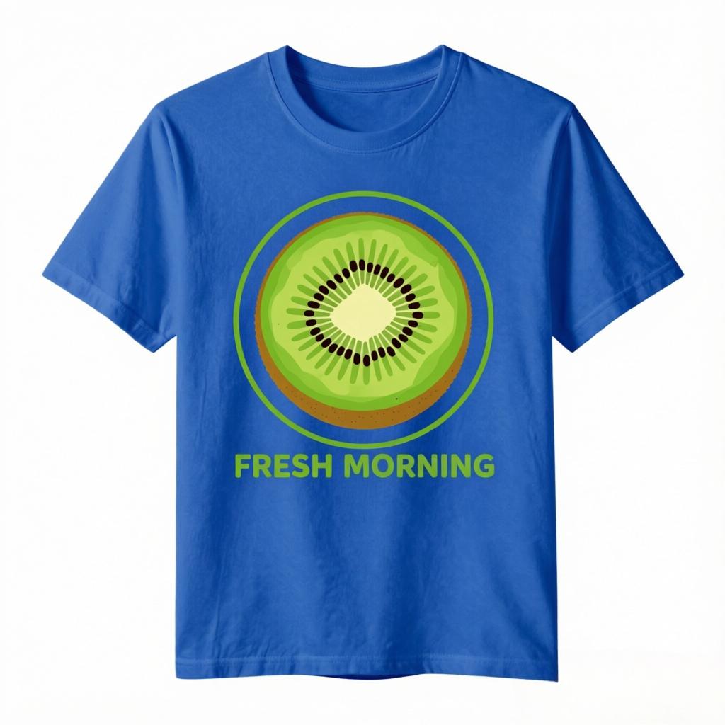 Vintage Kiwi Slice Print TShirt For Unisex 100 Cotton Casual Tee Fresh Morning Summer Streetwear