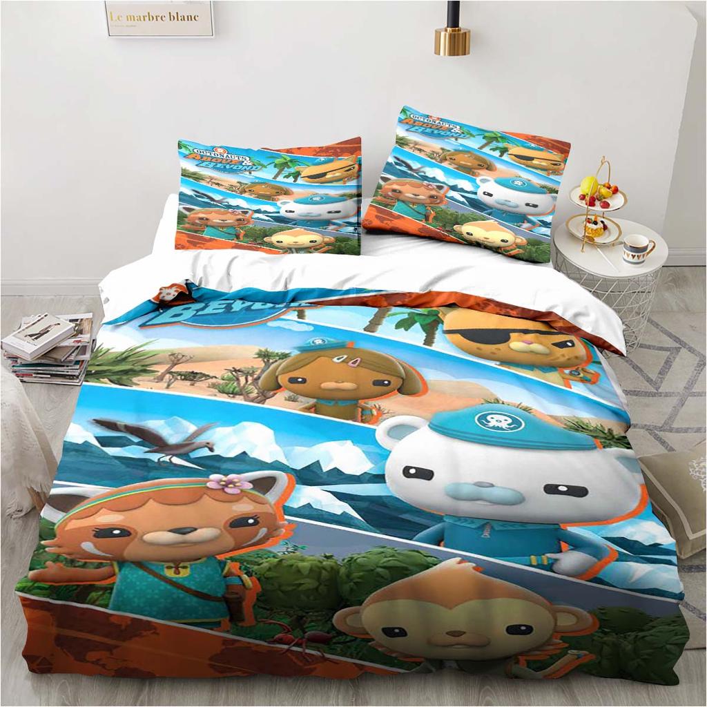 Комплект постельного белья с героями мультфильма «Октонавты» для спальни, комплект из трех предметов, односпальная кровать, двуспальная кровать размера «king size», пододеяльник и наволочка, детский подарок