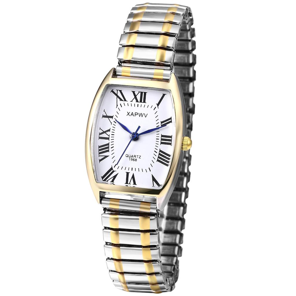 Seiko Watch Copy Эластичные часы из нержавеющей стали с квадратными римскими цифрами Кварцевые точные часы Водонепроницаемые крутые часы-браслет Деловые повседневные римские цифры