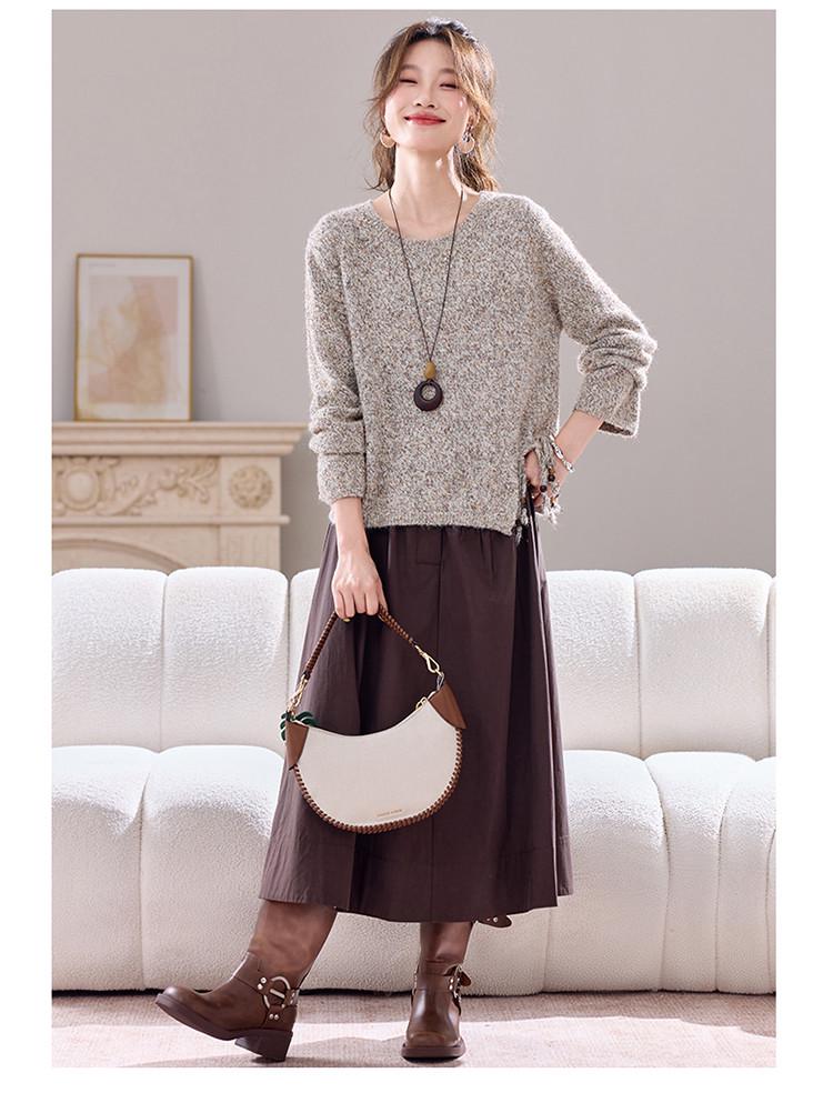 Versatile Knitted Sweater: Round Neck, Loose Fit, Irregular Tassel Cardigan for Autumn and Winter