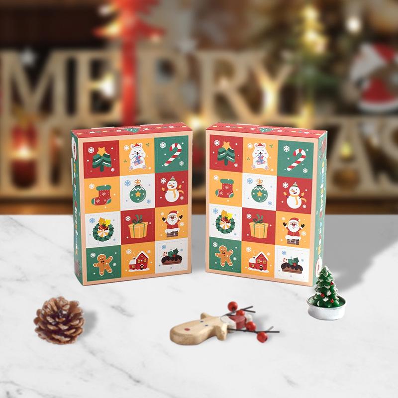 2/4/6pcs Christmas Surprise Gift Box 12Grid DIY Child Countdown Advent Calendar Box Poked with Finger Xmas Candy Packing Boxes