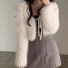 White Sweater Women Winter Autumn New Style Hairy Short Style Slim Fit and Slimming Knitted Cardigan Top Jacket
