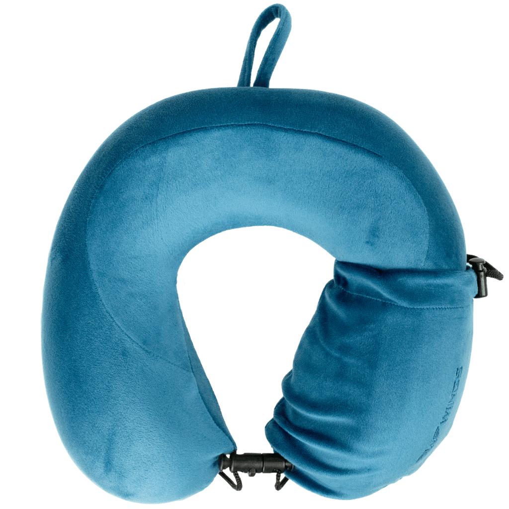 Wings Travel Pillow Croissant Made of Thermoplastic Foam Blue