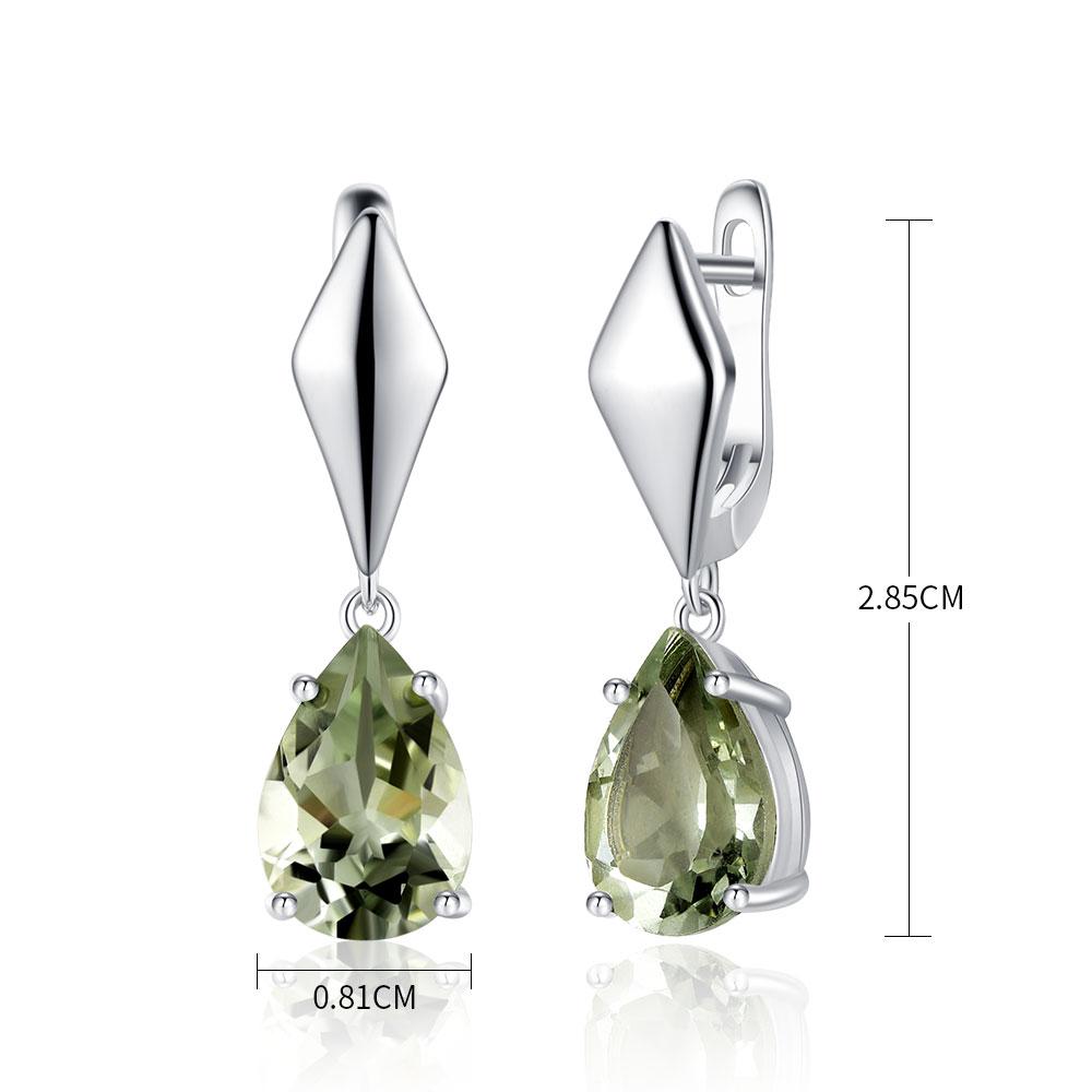 Новый дизайн, серьги с застежкой из натурального бразильского зеленого аметиста, стерлинговое серебро 925 пробы, изысканные ювелирные изделия, груша, 8*12 мм для женщин