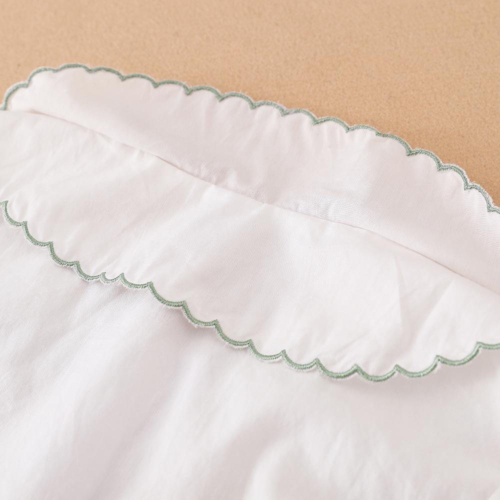 Рубашка для девочек с вышитым воротником, блузка с длинными рукавами для милой девочки 2-6 лет, детская белая рубашка