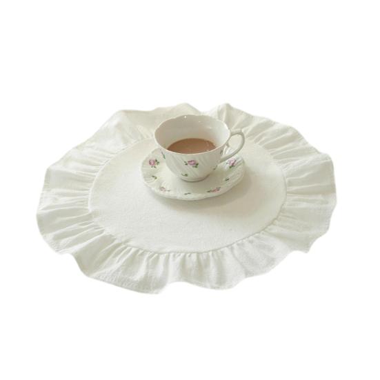 1/2 шт. Кухонная салфетка под тарелку Квадратная Круглая Стиранный Хлопок Настольные салфетки со складчатыми краями Термостойкие для Столовой Дома Кухни Вечеринки Салфетки под тарелку