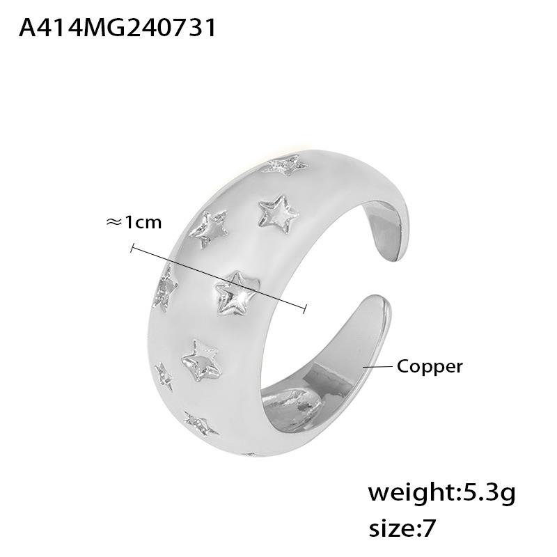 Ретро-стиль Звезда Широкая версия Гладкая поверхность Открывающееся кольцо Ветряная ниша Дизайн Медный материал Ювелирные изделия
