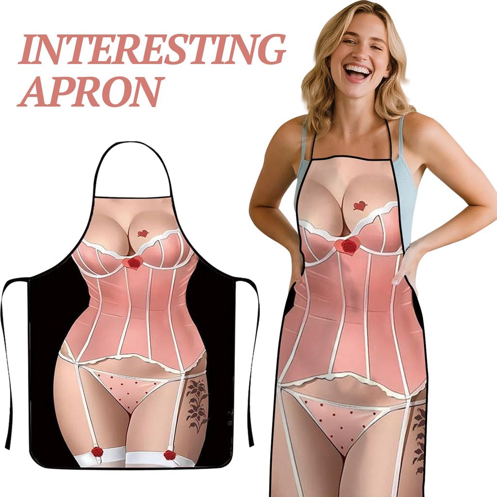 Funny And Quirky Printed Apron For Home Use, High-appearance-level Printed Kitchen Waterproof Apron.