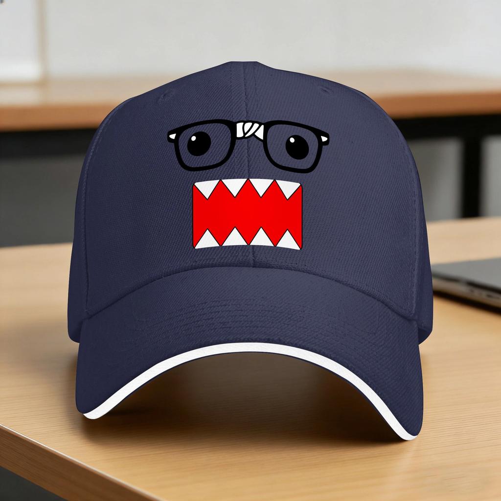 Кепка-бейсболка Domo Nerd с очками Повседневная мужская женская Тракерная кепка Защита от солнца Индивидуальный логотип Kpop Рок Snapback Кепка Идея для подарка