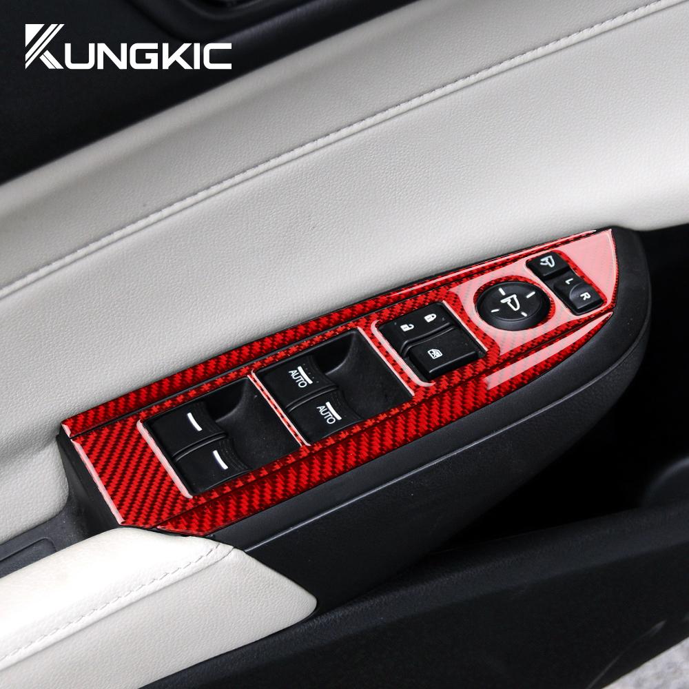 Real Soft Carbon Fiber Sticker for Acura ILX 2013 2014 2015 2016 2017 2018 2019 2020 2021 2022 LHD Car Window Button Panel Trim