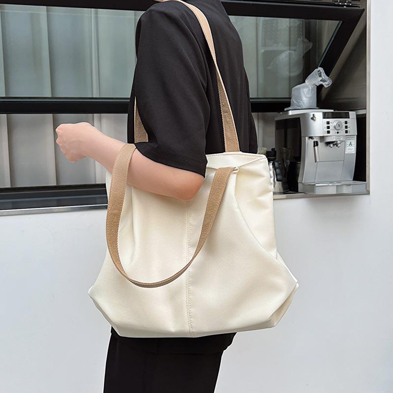 Однотонная большая вместительная холщовая сумка-тоут для женщин, новая японская сумка через плечо для студентов колледжей