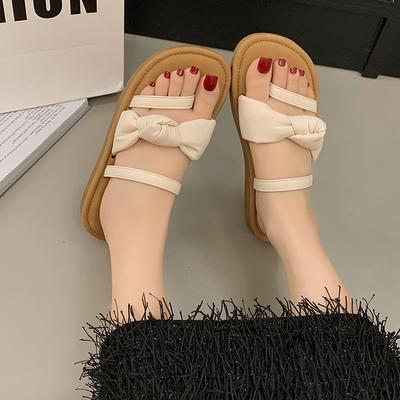 Премиальные шлепанцы на плоской подошве для женской верхней одежды 2025 лето новая мода повседневные с закрытым носком пляжные сандалии