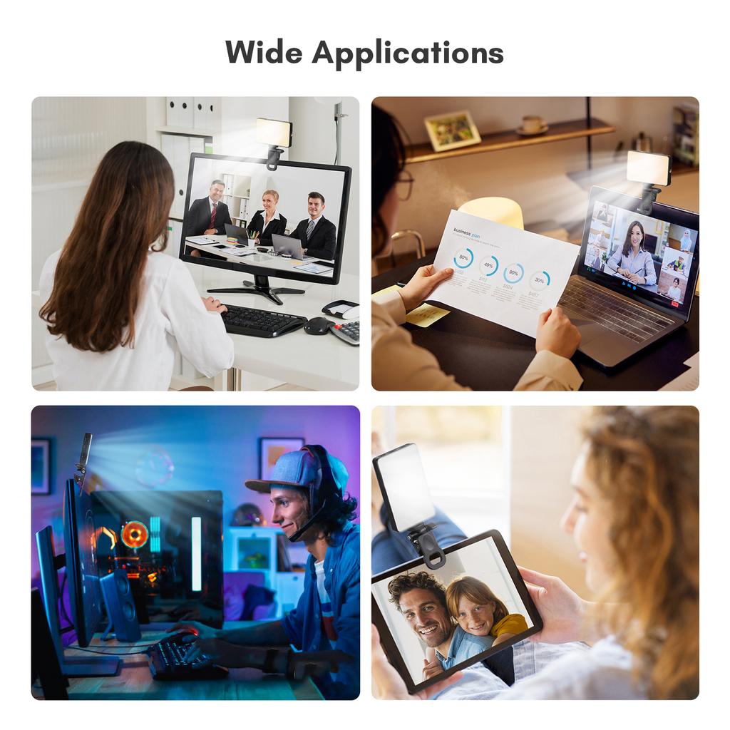 Andoer Карманная светодиодная видеолампа W140 с зажимом для мобильного телефона, заполняющая лампа для планшетного компьютера, видеоконференции