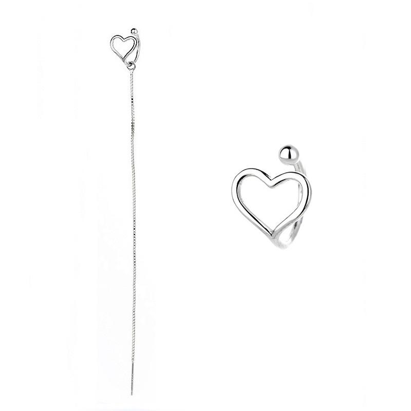Hollow Love Ear Clips Женская корейская версия Одна пара ушных линий Оригинальные японские и корейские милые студенческие серьги-клипсы в форме сердца