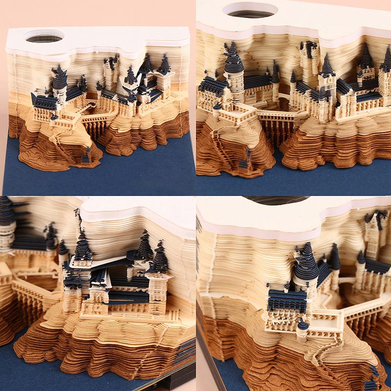 Календарь-часы 2026 Настольный календарь со светодиодной подсветкой 3D Отрывной календарь Бумажная резьба Искусство Блокнот для заметок Подарок Рождество