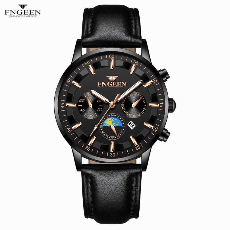 Лучшие брендовые часы, мужские водонепроницаемые трендовые черные часы с ремешком из нержавеющей стали и календарем для мужчин