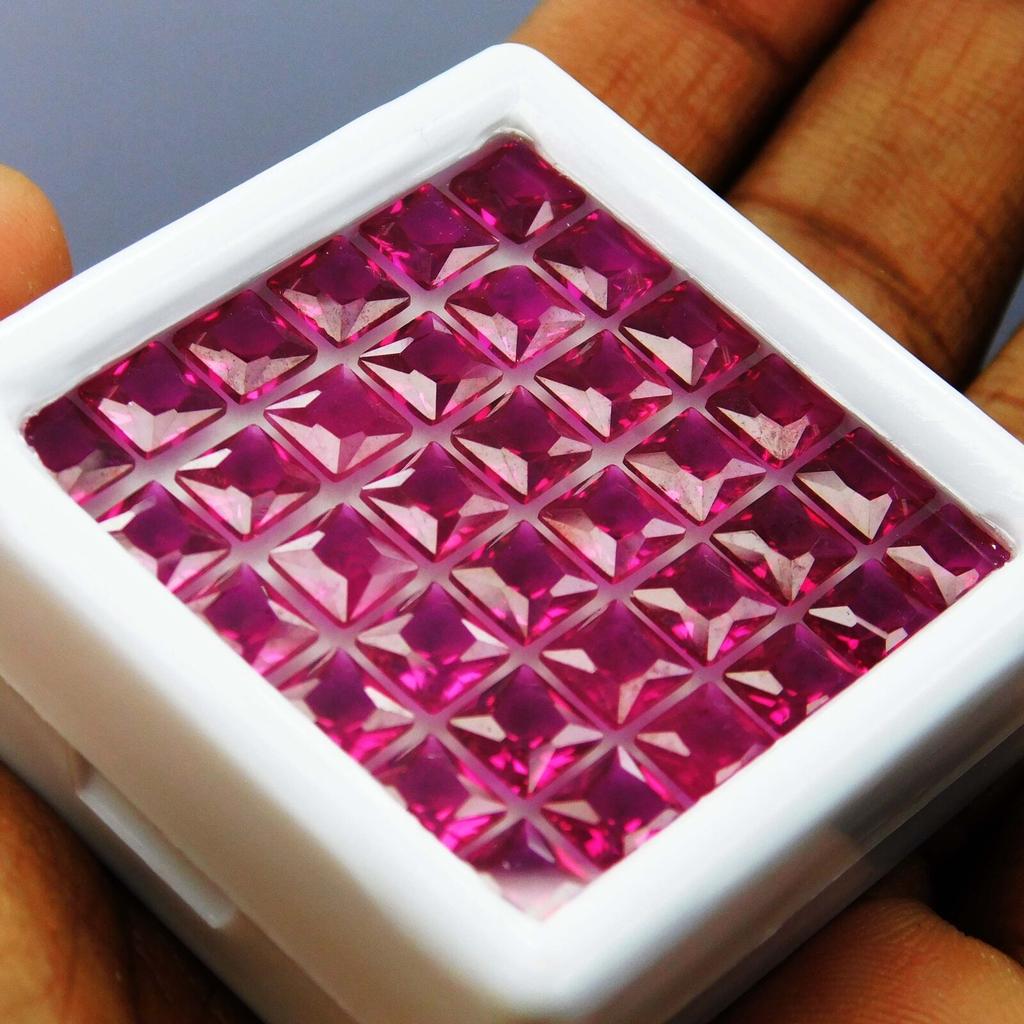 NATURAL Red RUBY Loose Gemstone 24 PCS Square Shape Lot