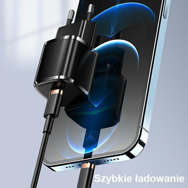 Usams Ład. Siec. 1Xusb-C T36 Mini 20W + Kabel Usb-C-Lightning Czarny/Black Pd3.0 Fast Charging Xfkxlogtl01 (Us-Cc124+Us-Sj484)