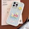 Чехол с разноцветными полосками для iPhone 16, Apple 15, Pro Max 17, 3D-мультяшный рисунок, акриловый, противоударный.