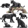 TOYMANY Black Panther Figure Animal Figure Realistic Popular Birthday New Ages 6 and Up 7-Piece Set, Model, Parent-Child Friendly, Model, Toy, Gift,
