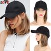Короткие синтетические парики боб с прямыми волосами для женщин, черные, коричневые, светлые волосы, бейсбольная кепка с естественным соединением, регулируемая