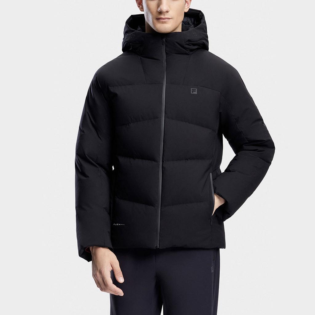 Fila Solid Color Hooded Fitness Down Jacket Men Jacket Deep-Black A11M341904R-BK