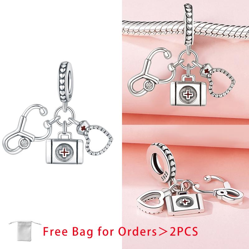 Balloon Birthday Cake Bone Tooth Stethoscope Bead Components Copper Metal Charm Bead Components Pendant Bead Component Compatible With Women