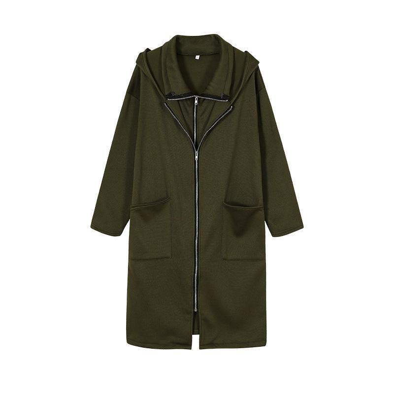 Women's 2021 Loose Fit Hooded Zipper Sweatshirt Jacket with Pockets