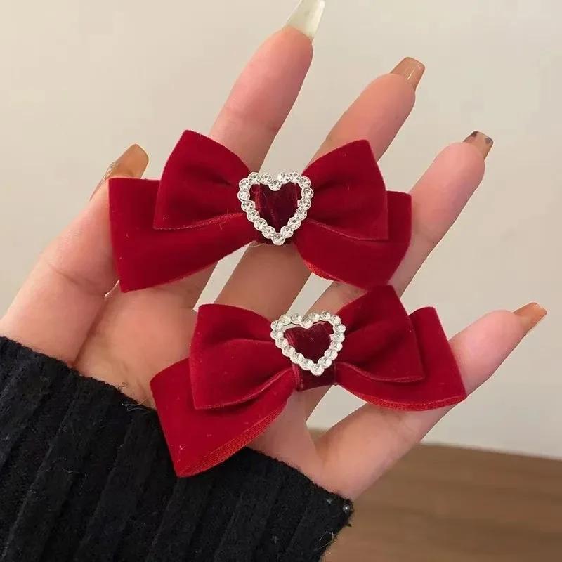 2 шт./компл. Простота принцессы бант заколка для волос для девочки черный красный цвет милая модная заколка для волос кавайные заколки аксессуары для волос