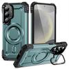 For Samsung Galaxy S25+/S24+ Case Compatible with MagSafe Metal Lens Frame Kickstand PC+TPU Mobile Cover