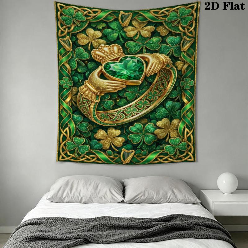 St.Patrick's Day Wall Tapestry Aesthetic Wall Hanging Printed Fabric Blanket Decorative Tapestries for Bedroom Living Room Home Decor