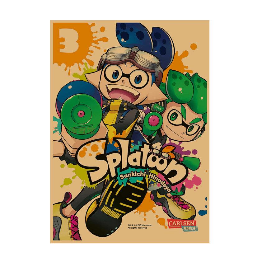 Splatoon Spray Warriors Ретро Аниме Постер для Игровых Комнат