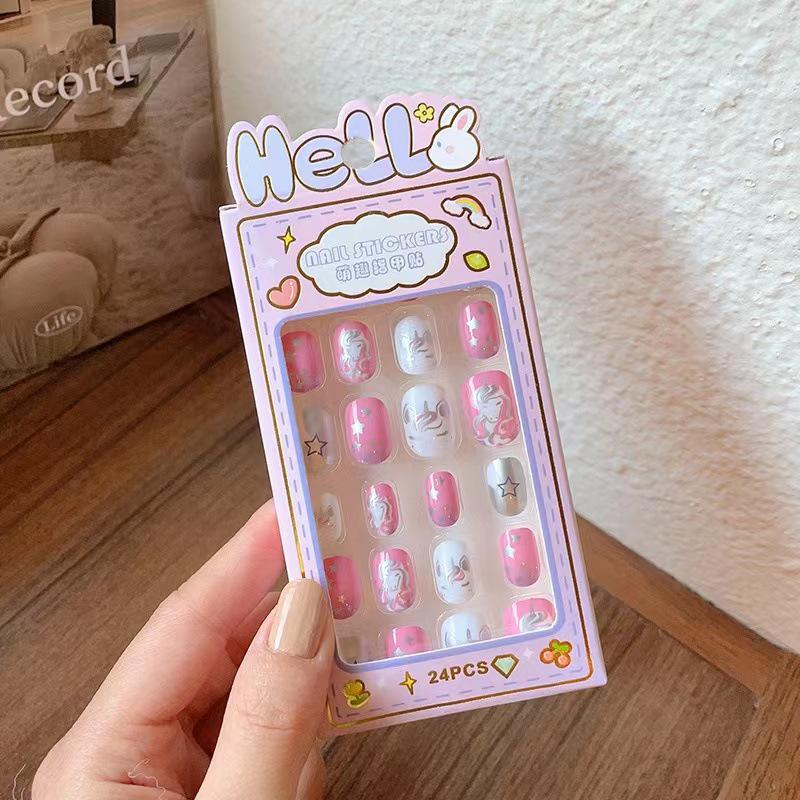 Милые наклейки для ногтей-накладок для детей среднего и старшего возраста - Самоклеящиеся и съемные