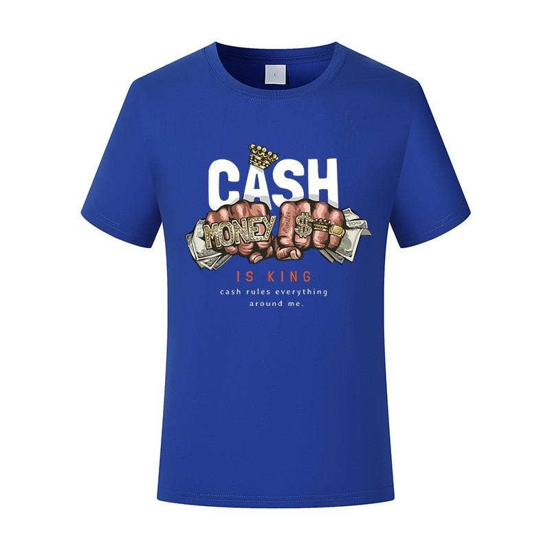 Men's Printed Cotton Short-sleeved T-shirt Summer Comfortable and Breathable Round-neck Tee Tops