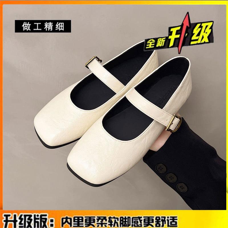 Кожаные туфли на плоской подошве с одной педалью, женские туфли из кожи, весна-лето 2025, новые женские туфли с надписью «Сказочный ветер» и «Мэри Джейн»