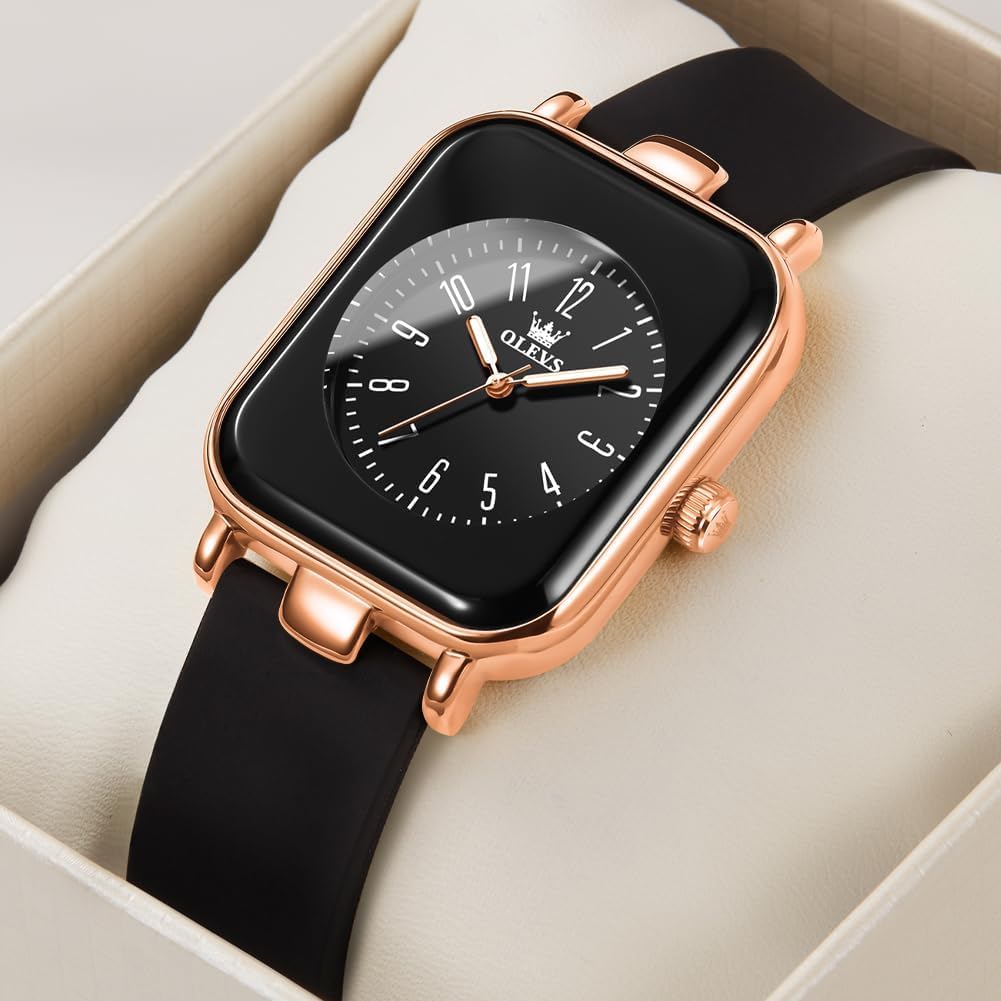 OLEVS Women's Waterproof Quartz Watch with Silicone Band, Easy to Read, Popular, Stylish, Classic Gift for Women [Product Code]
