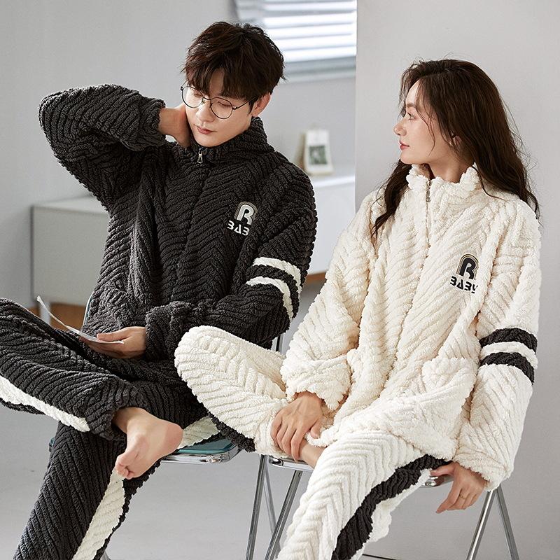 Зимний мужской домашний костюм из кораллового бархата, утолщенный плюс бархат, чтобы согреться зимой, можно носить повседневный кардиган, домашний служебный костюм