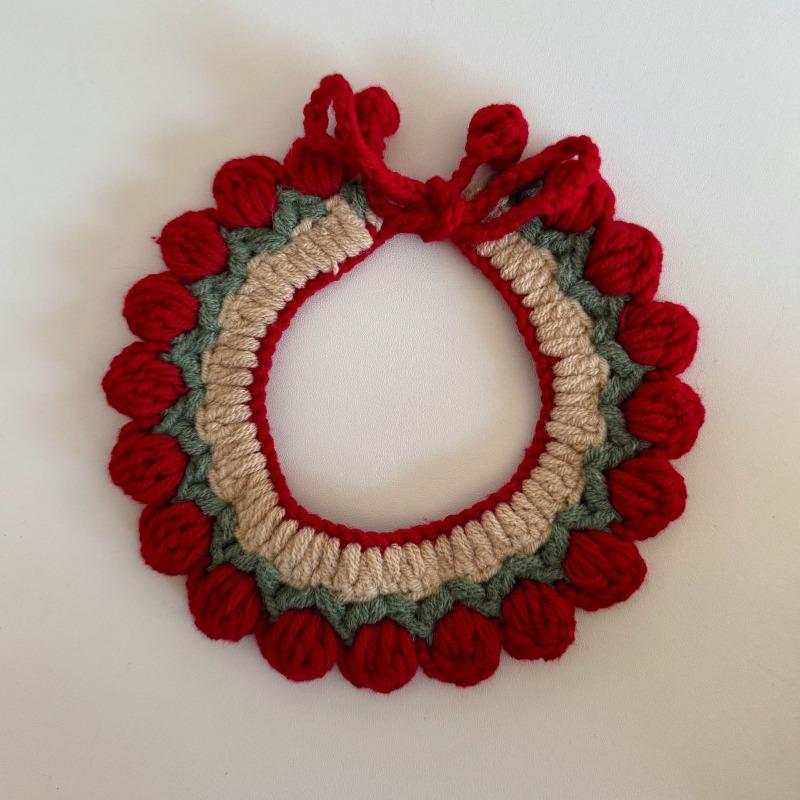Christmas Pet Collars Cat Dog Christmas Decorations Pet Lace knitting Necklaces Wool Scarf New Year Gift Cat Puppy Accessories
