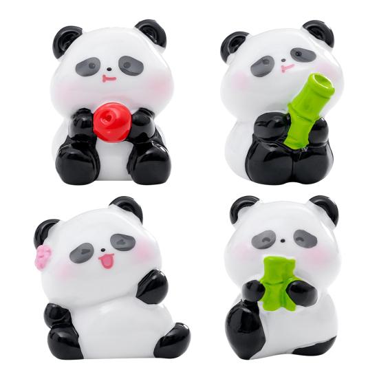 2 Pcs Mini Panda Figurines Cute Resin Panda Statues DIY Miniature Panda Cake Toppers for Fairy Garden Micro Moss Landscape Office Home Desk Decoration
