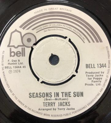 7-дюймовая пластинка ТЕРРИ ДЖЕКС - Времена года на солнце / Положи кость I BELL1344 Bell Records 1973 Ирландия Рок Б/У