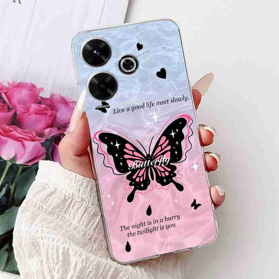 For Xiaomi Redmi 13 4G Case Fashion Girl Flower Silicone Soft TPU Shockproof Cover Coque For Redmi13 redemi13 Bumper Phone Case