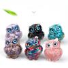 1PCS Crystal Stone Owl Animal Crafts Hand Made Small Figurines DIY Resin Table Decor Home Decor Girls Gifts